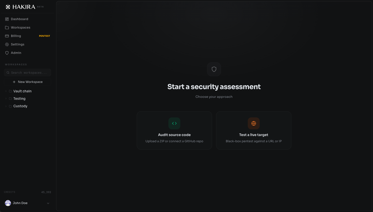 Hakira — start a security assessment